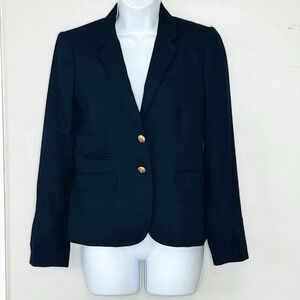 J Crew Schoolboy Blue Blazer Size 2 Wool Gold Buttons Contrast Lining